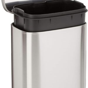 Amazonベーシック ゴミ箱 5l(5リットル) ソフトクローズ 静音 ふた付き ペダル付き スチール製 ステンレススチール おしゃれ 長方形 シルバー
