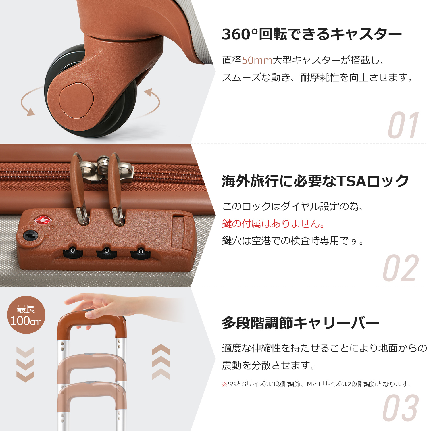 Mサイズ スーツケース キャリーバッグ キャリーケース 超軽量 TSAロック搭載 4日-7日 中型 PP298908PAA - 画像 (4)