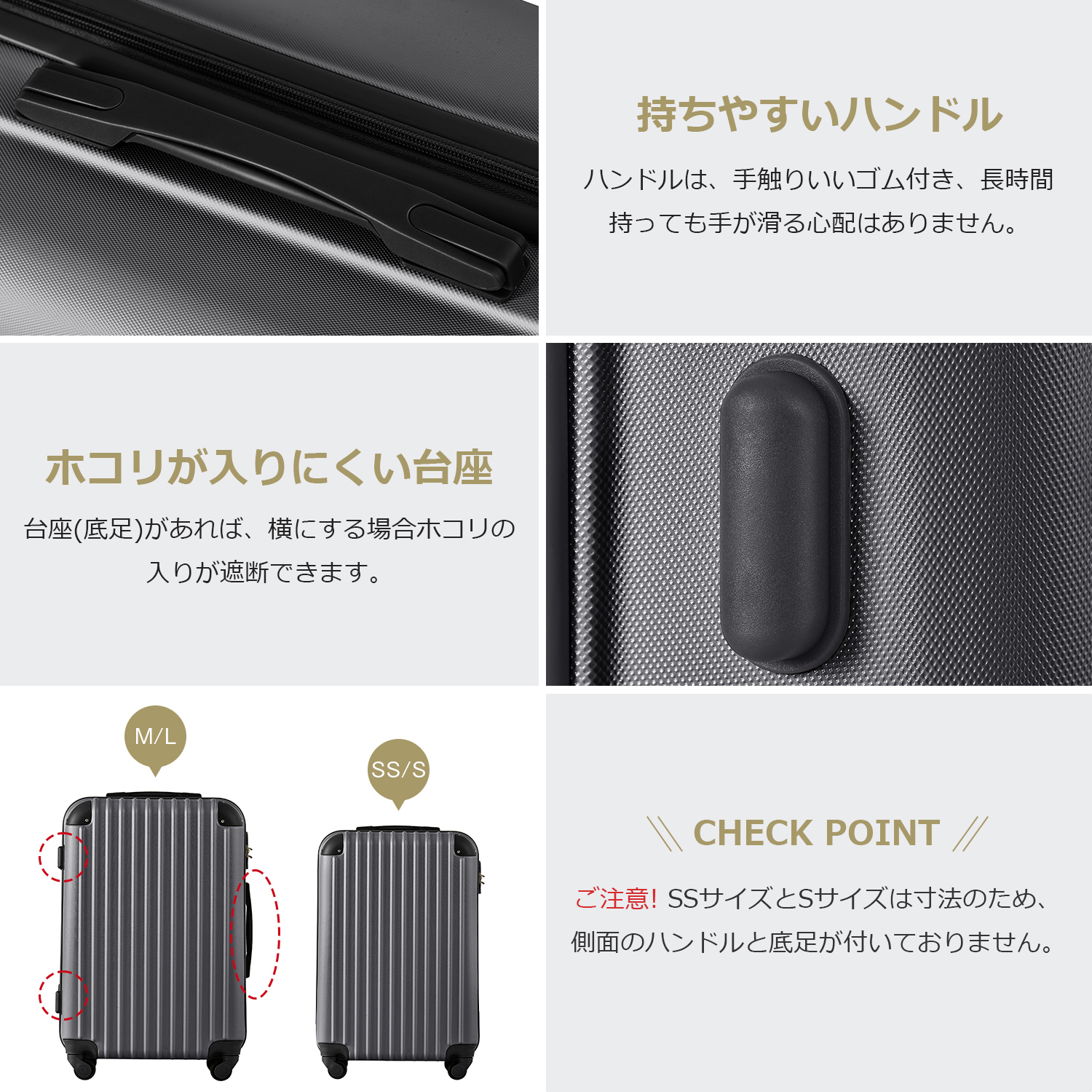 Mサイズ スーツケース キャリーバッグ キャリーケース 超軽量 TSAロック搭載 4日-7日 中型 PP298908ZAA - 画像 (5)