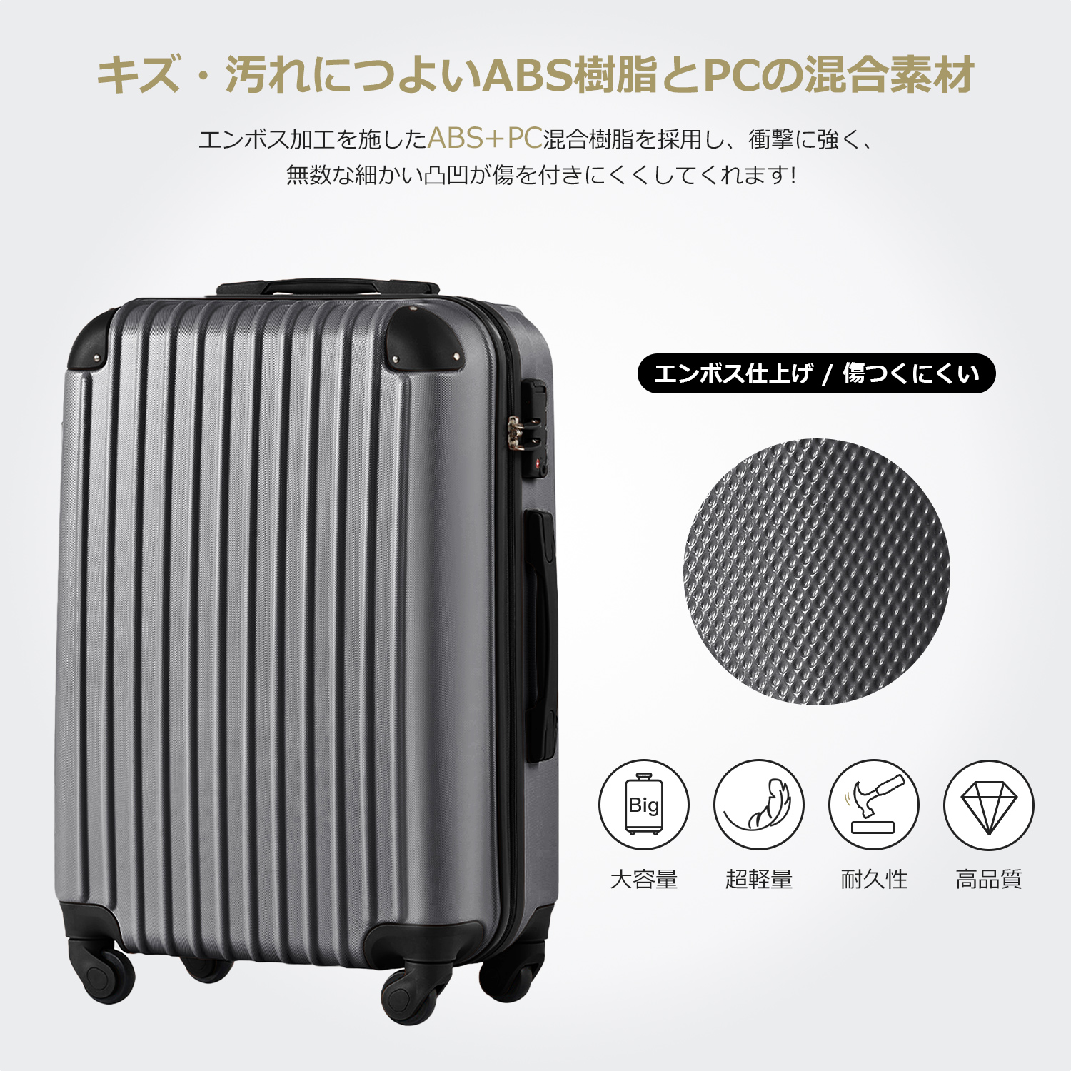 Mサイズ スーツケース キャリーバッグ キャリーケース 超軽量 TSAロック搭載 4日-7日 中型 PP298908ZAA - 画像 (2)