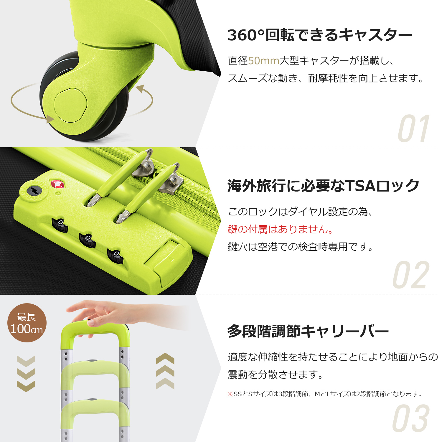 Mサイズ スーツケース キャリーバッグ キャリーケース 超軽量 TSAロック搭載 4日-7日 中型 PP298908RAA - 画像 (4)