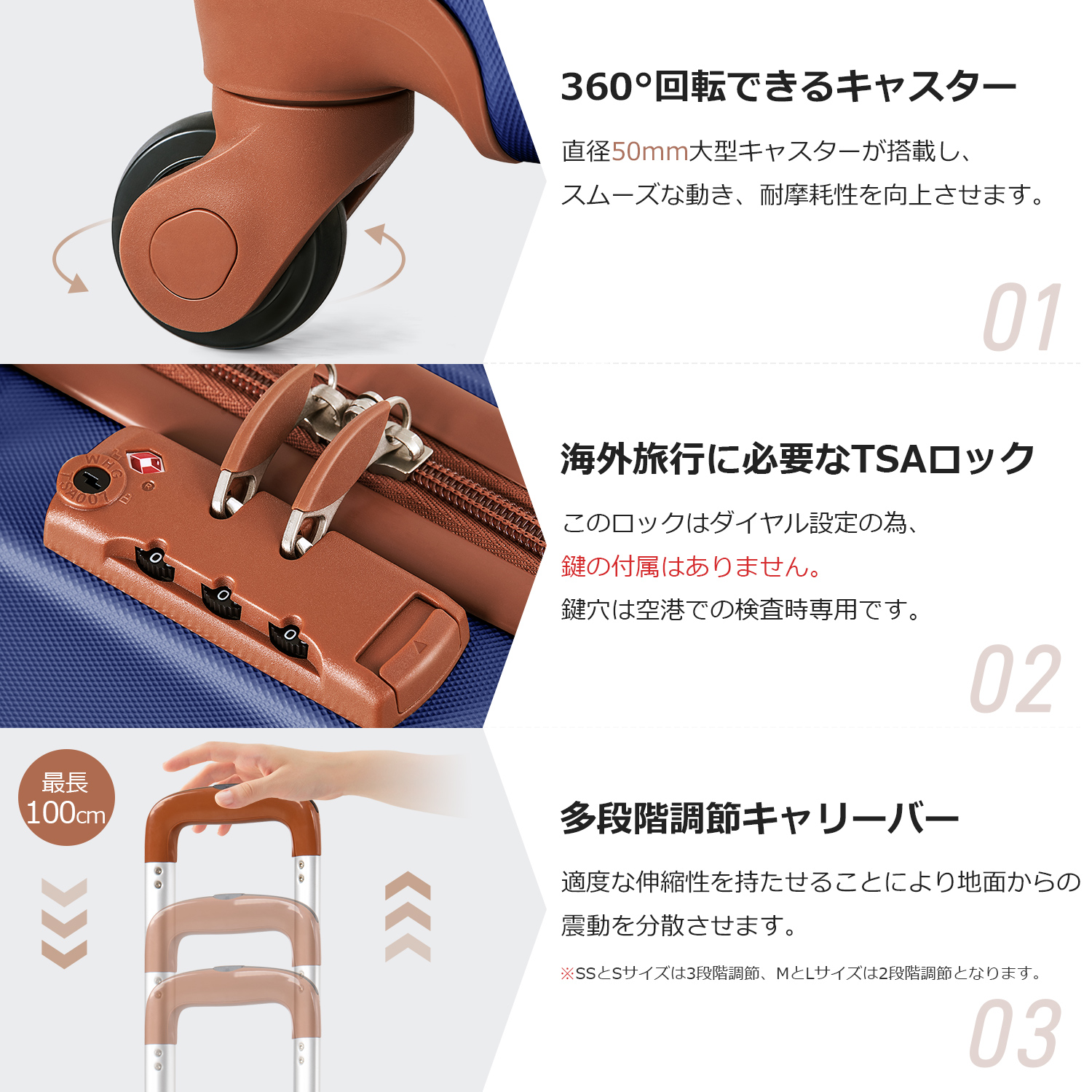 Mサイズ スーツケース キャリーバッグ キャリーケース 超軽量 TSAロック搭載 4日-7日 中型 PP298908JAA - 画像 (4)