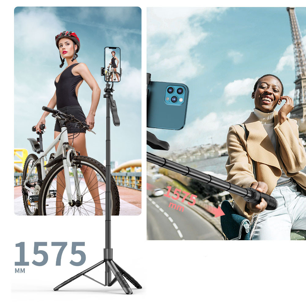 Bluetooth自撮り棒 セルカ棒 360° で横向き・縦向き撮影 270° で上下チルト撮影 リモコン付き 遠隔撮影 収納簡単 三脚スタンド 安定した支持 GoPro シリーズ/デジタルカメラシリーズ/1/4inch 規格のリングライト/デュアルリングライト対応 ZIG - 画像 (8)