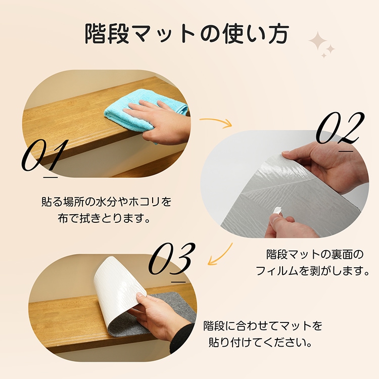 階段マット 15枚セット ステップマット 階段用滑り止め S/Mサイズ 転倒防止 防音 丸洗いOK キズ防止 簡単取り付け 床保護 寒さ対策 四季通用 in023 - 画像 (7)