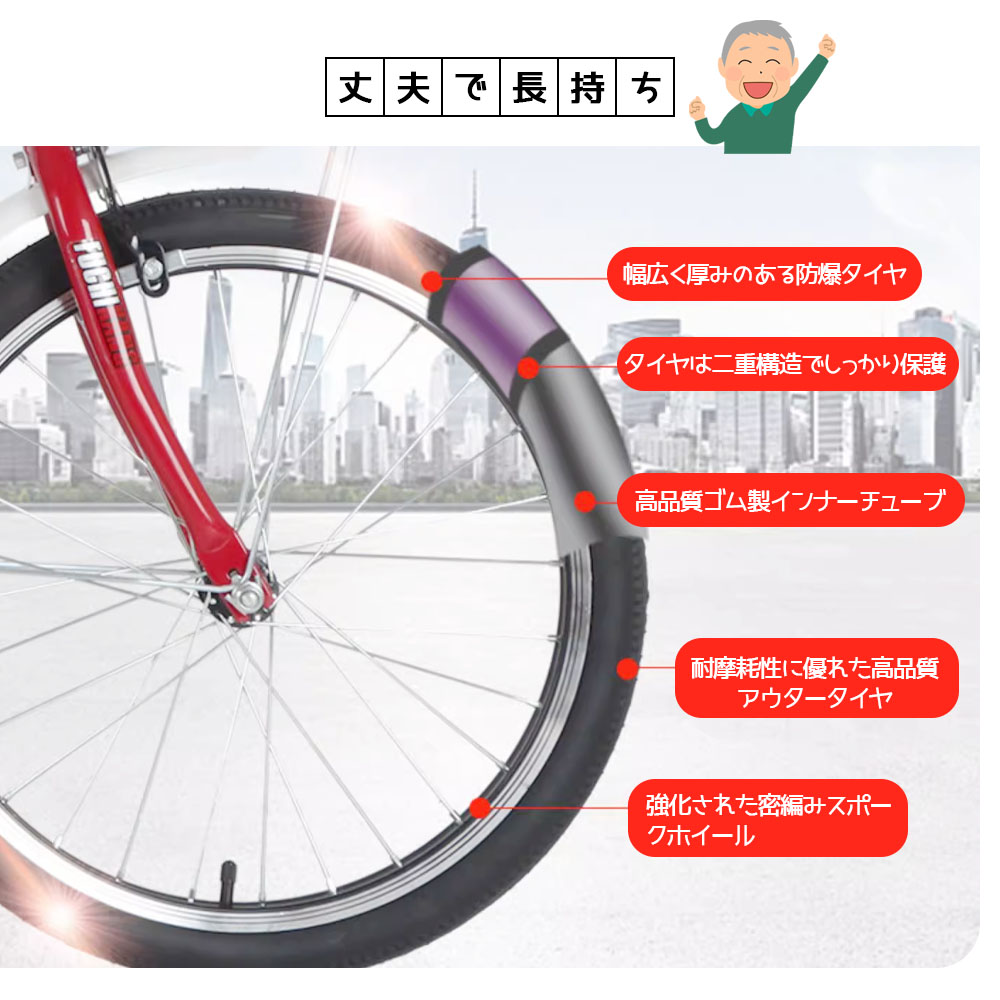 三輪車 自転車 小型三輪車 お年寄り向け 買い物かご付き 折りたたみ式 最大荷重180kg 改良型ブレーキ シニア 高齢者 大人用 買い物 外出 男性 女性 WBGHS-01-GHI - 画像 (2)