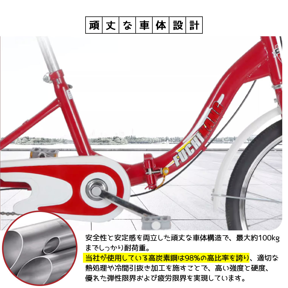 三輪車 自転車 小型三輪車 お年寄り向け 買い物かご付き 折りたたみ式 最大荷重180kg 改良型ブレーキ シニア 高齢者 大人用 買い物 外出 男性 女性 WBGHS-01-GHI - 画像 (3)