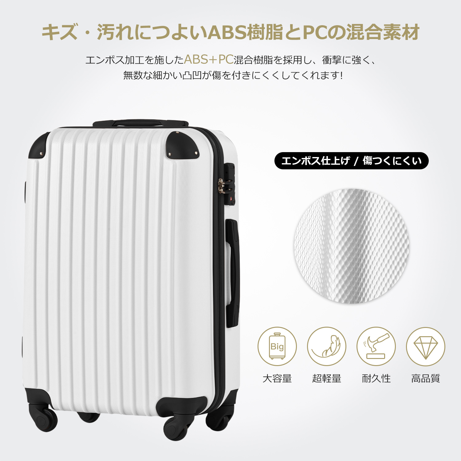 Mサイズ スーツケース キャリーバッグ キャリーケース 超軽量 TSAロック搭載 4日-7日 中型 PP298908BAA - 画像 (2)
